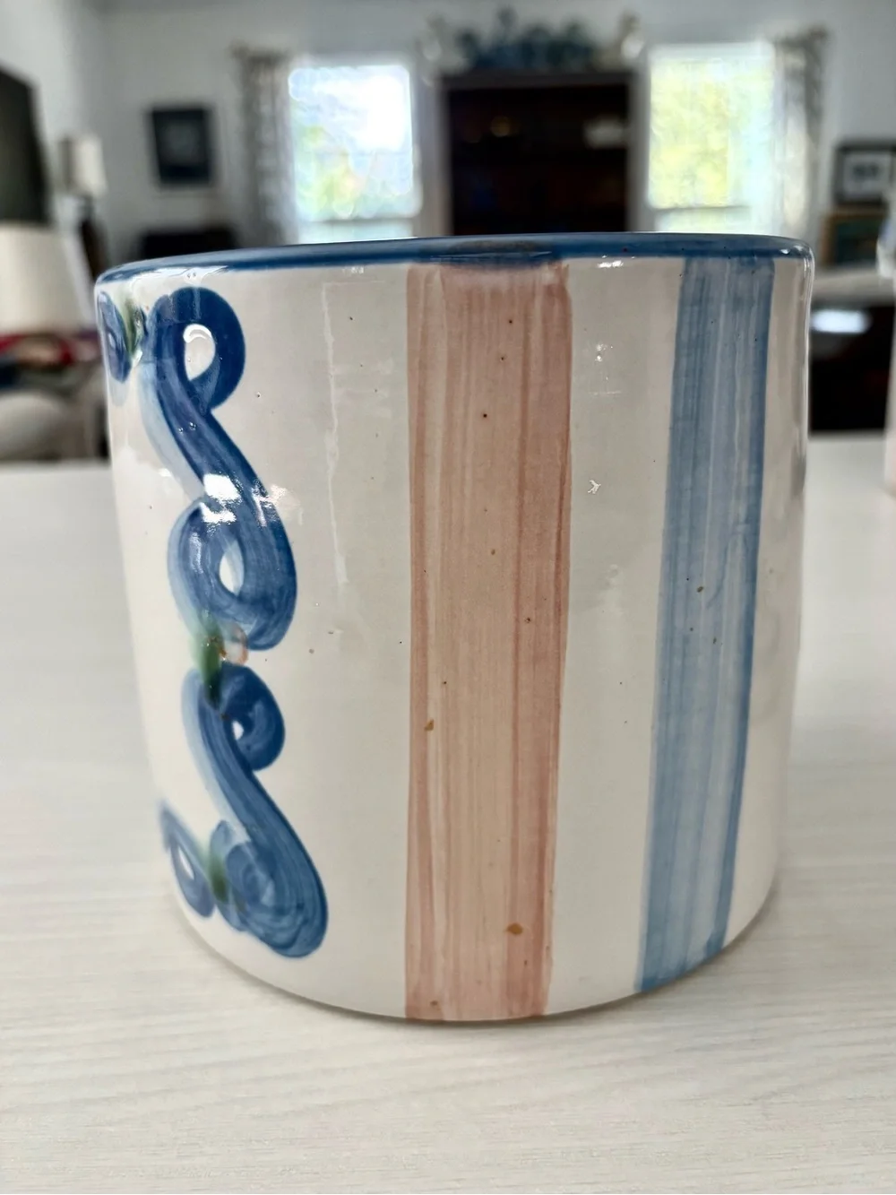 M.A. Hadley Hand-Painted Ceramic Tea Canister with lid